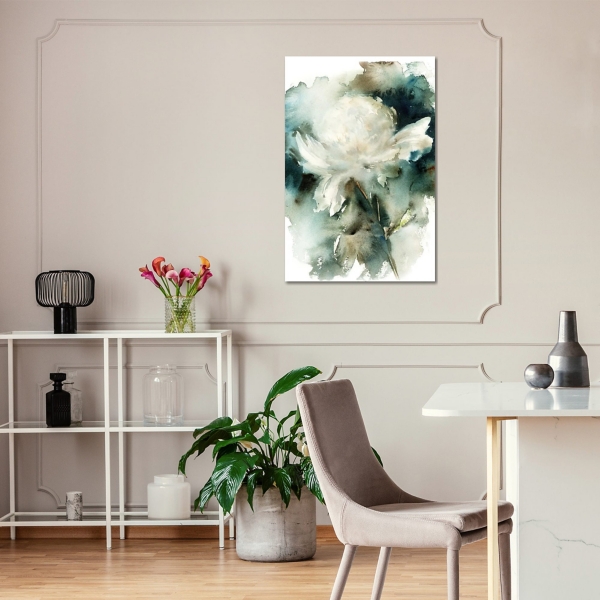 White Peony Abstract Canvas Art Print
