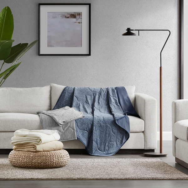 Grey Jersey Knit Cooling Throw