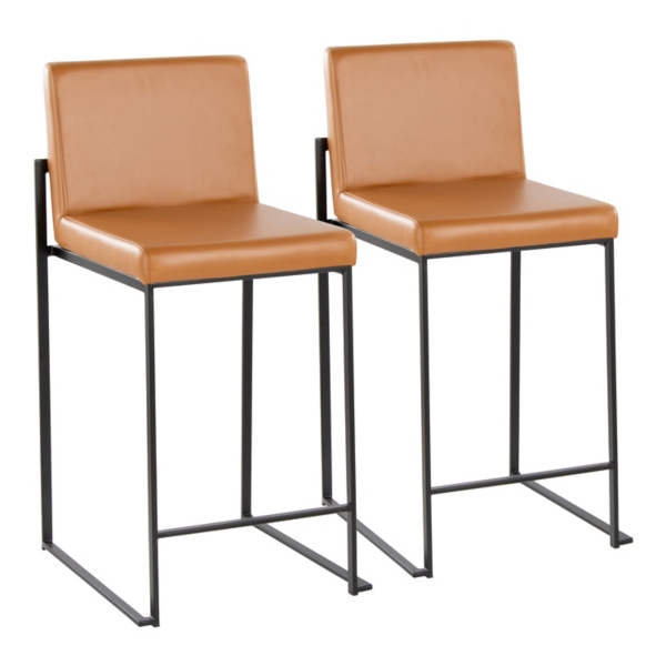 Fiji Camel Faux Leather Counter Stools, Set of 2