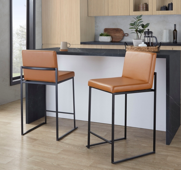 Fiji Camel Faux Leather Counter Stools, Set of 2