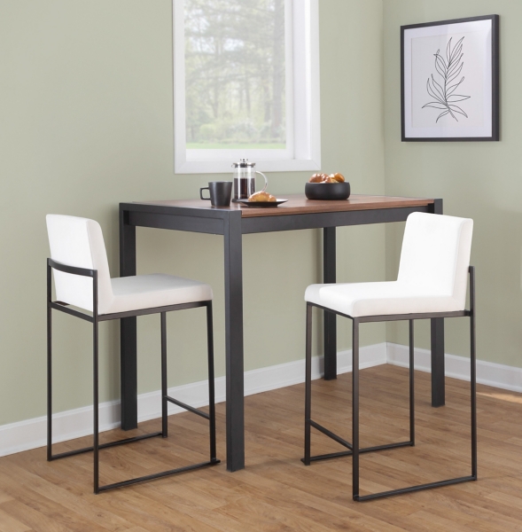 Fiji White Velvet Counter Stools, Set of 3