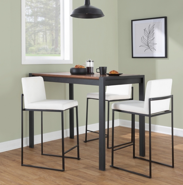 Fiji White Velvet Counter Stools, Set of 3