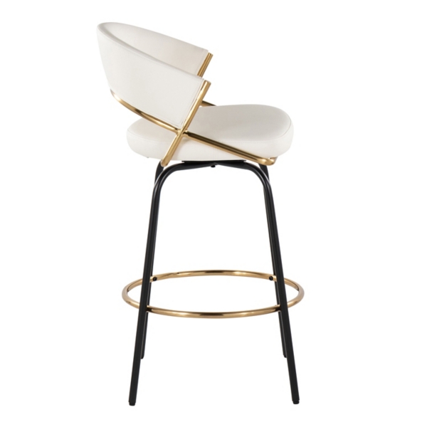 White Faux Leather Swivel Counter Stools, Set of 2