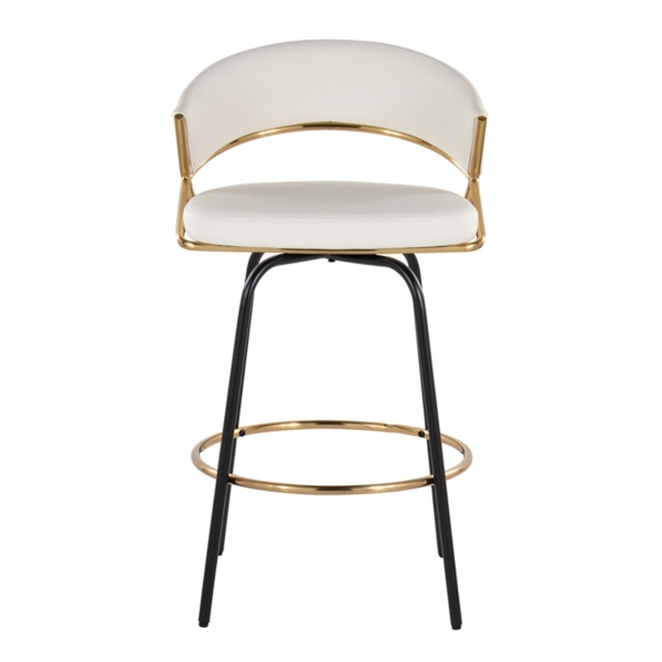 White Faux Leather Swivel Counter Stools, Set of 2