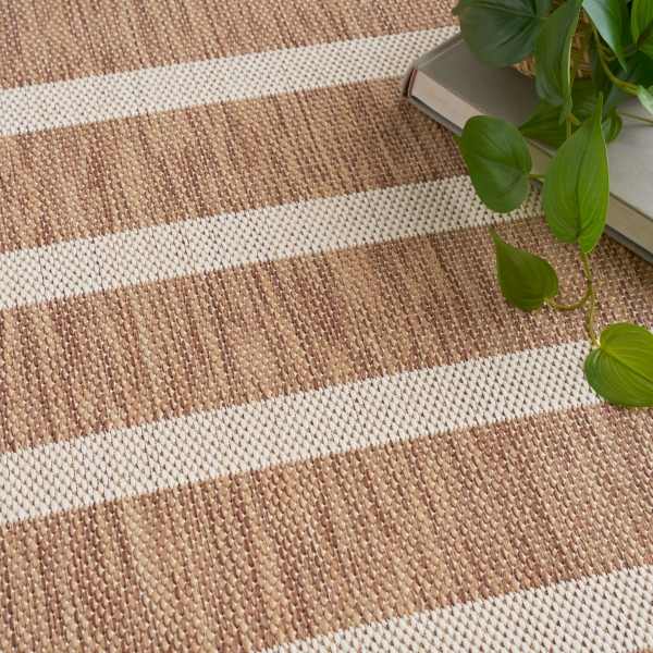 Jute & Ivory Striped Positano Outdoor Rug