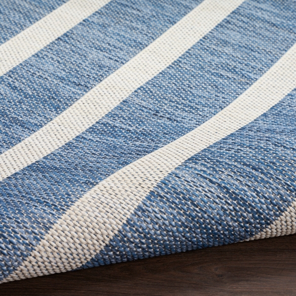 Navy & Ivory Striped Positano Outdoor Rug, 9x12
