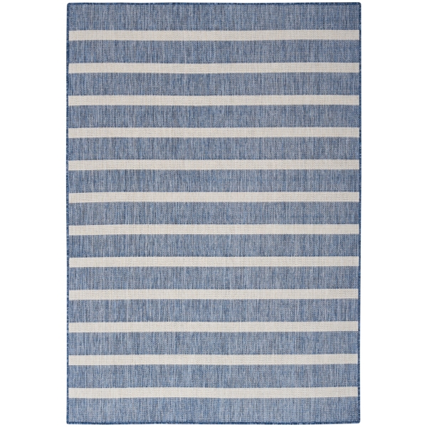 Navy & Ivory Striped Positano Outdoor Rug