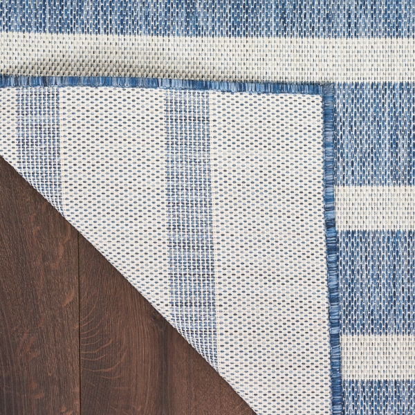Navy & Ivory Striped Positano Outdoor Rug