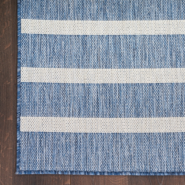 Navy & Ivory Striped Positano Outdoor Rug