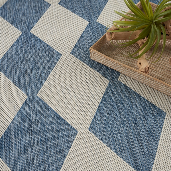 Navy Diamond Positano Outdoor Rug