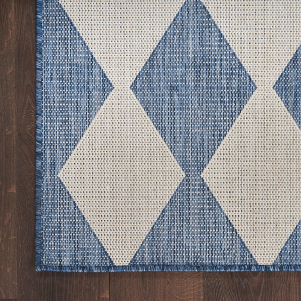 Navy Diamond Positano Outdoor Rug