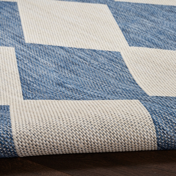 Navy Diamond Positano Outdoor Rug
