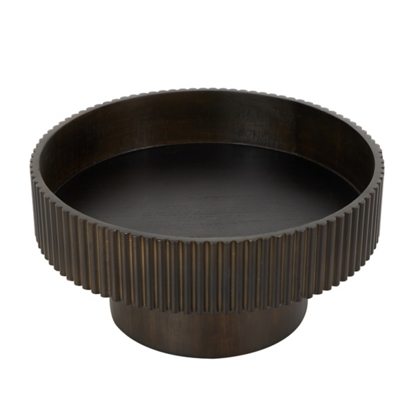 Dark Brown Ribbed Pedestal Bowl