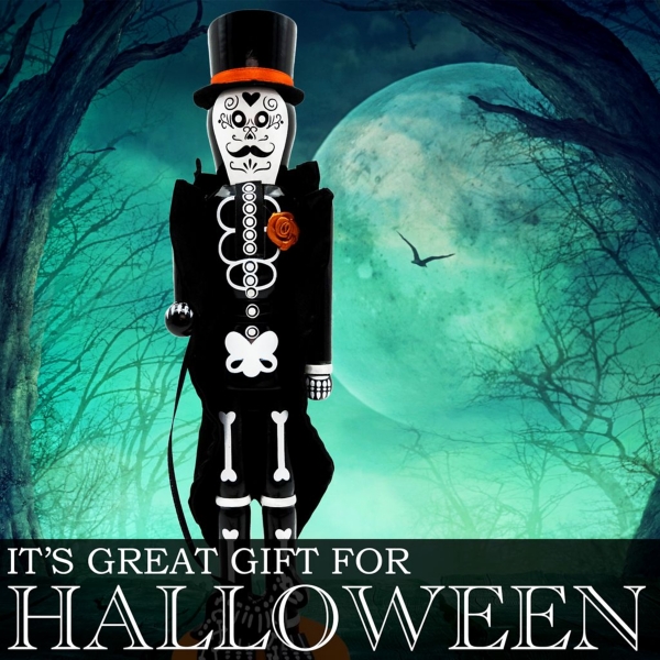 Skeleton Man and Dog Halloween Nutcracker