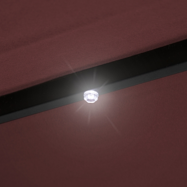 Hand Crank Solar Lighted Outdoor Umbrella