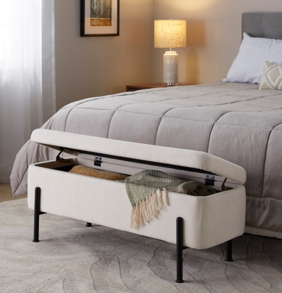 Ivory Upholstered Daniella Storage Bench
