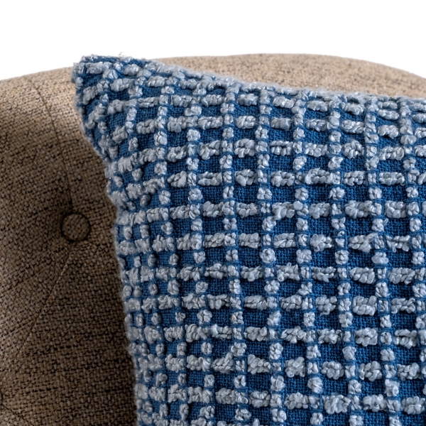 Blue Boucle Grid Pillow