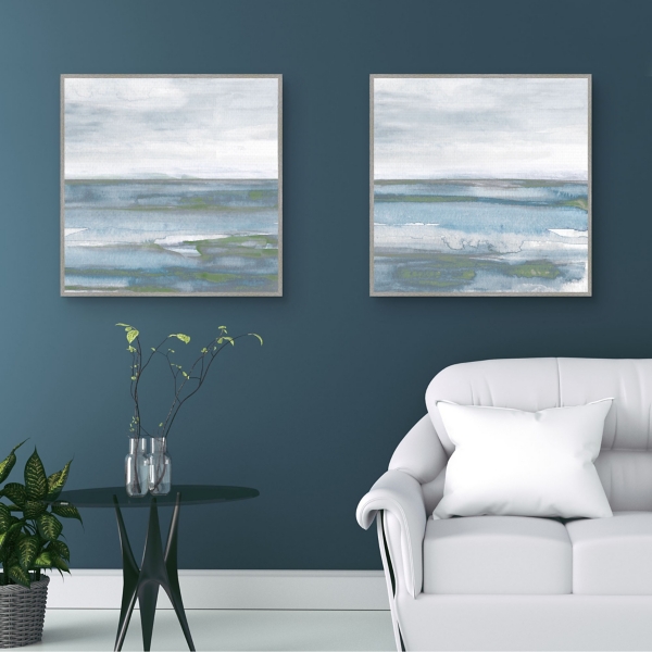 Misty Bay Framed Canvas Art Prints, Set of 2