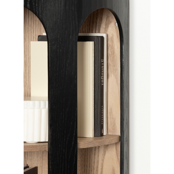Black and Brown Arched Openings Corner Shelf