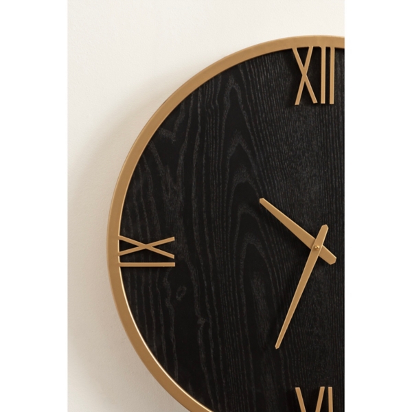 Black and Gold Wood Pronte Wall Clock