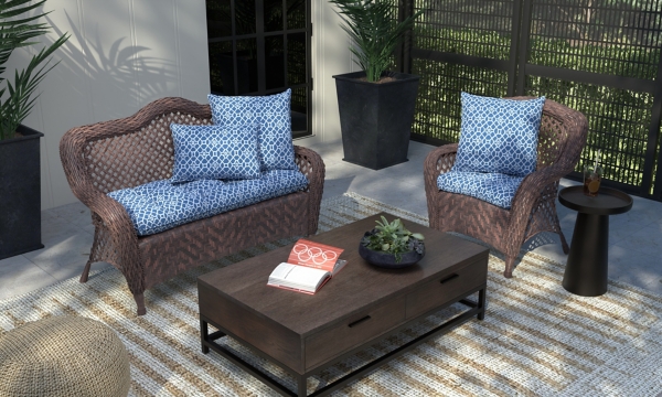 Blue Trellis Outdoor Pillow