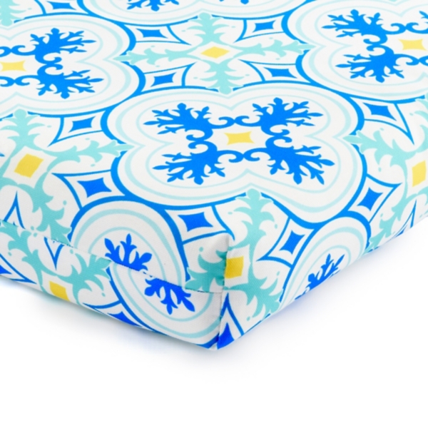 Blue Ornate Outdoor Chair Cushion