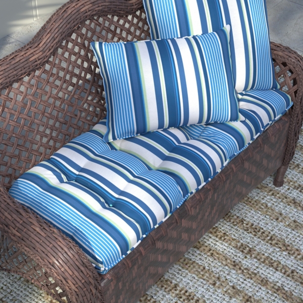 Blue Striped Outdoor Pillow
