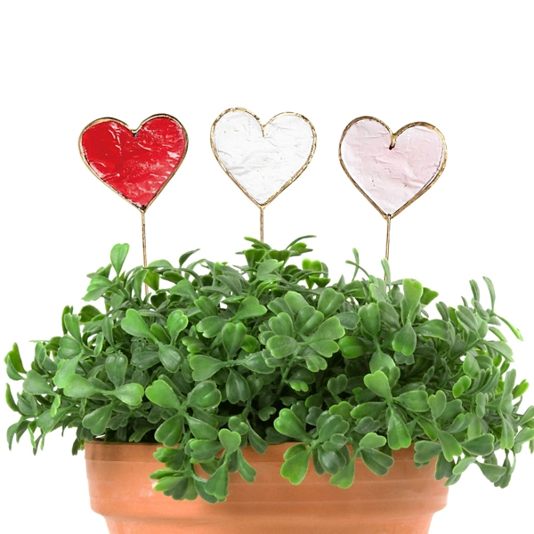 Stained Glass Heart Picks, Set of 3