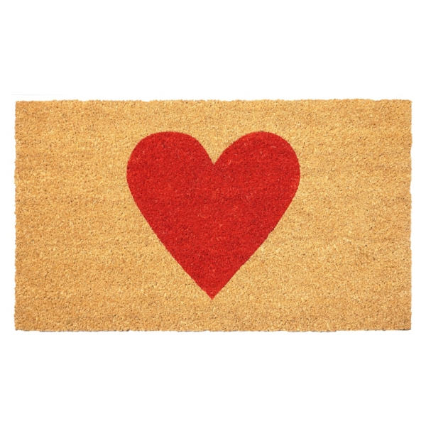 Heart Coir Doormat, 29x17, Red/Tan, 29x17 | Kirkland's Home