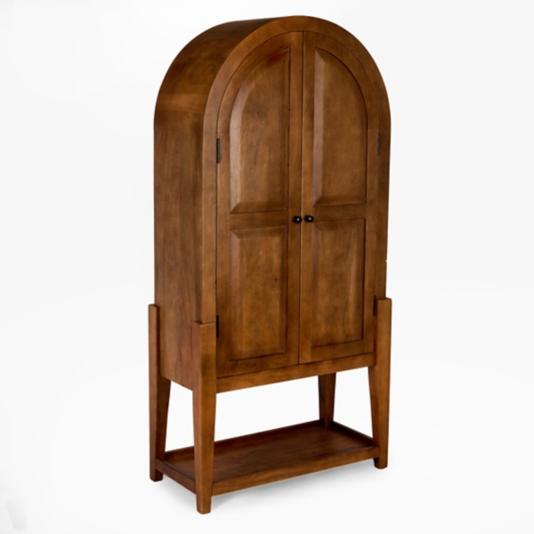 Penny Brown Wood Arch Bar Cabinet