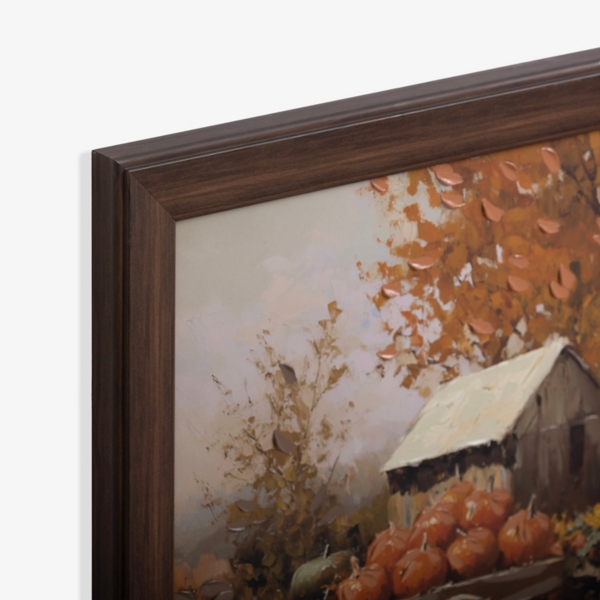 Pumpkin Wagon Framed Canvas Art Print