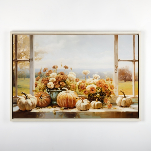 Pumpkin View Framed Canvas Art Print