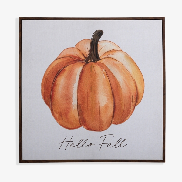 Hello Fall Embroidered Framed Canvas Art Print