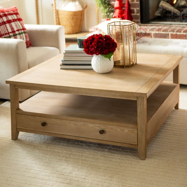 Duncan Natural Whitewash Wood Coffee Table | Kirklands Home