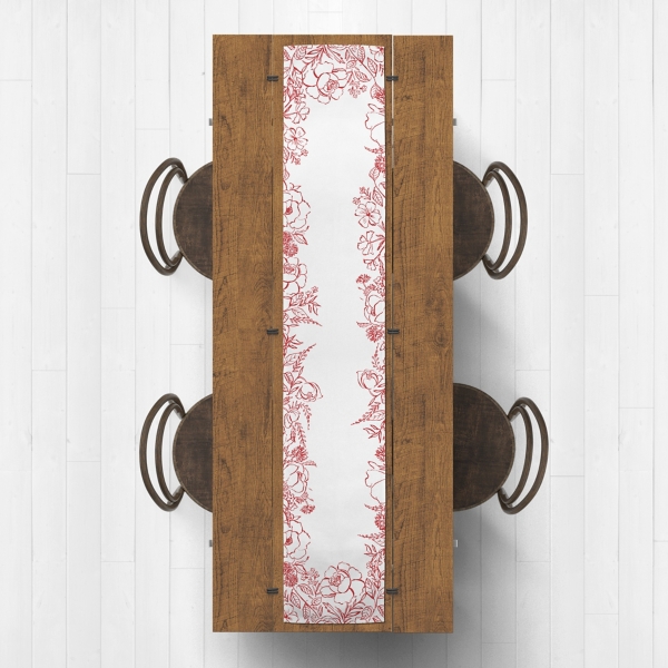 Red Floral Border Table Runner