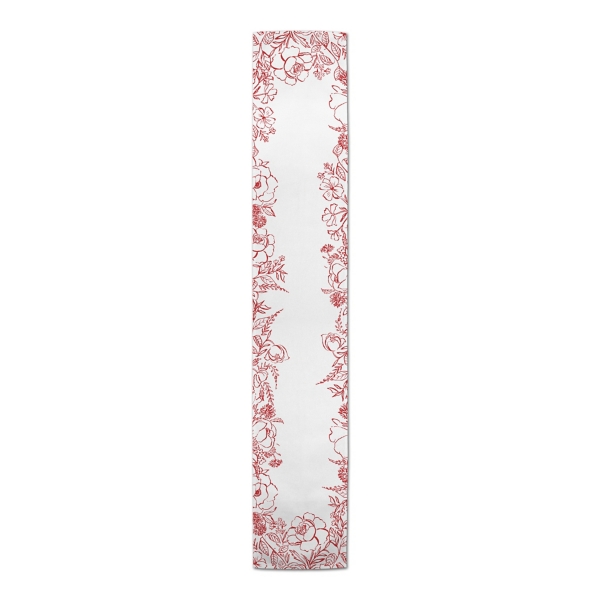 Red Floral Border Table Runner, 90 in.