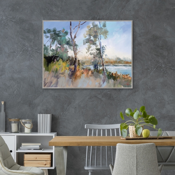 Around the Lake Framed Canvas Art Print