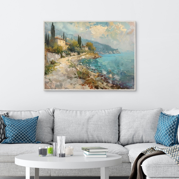 House on the Ocean Framed Canvas Art Print