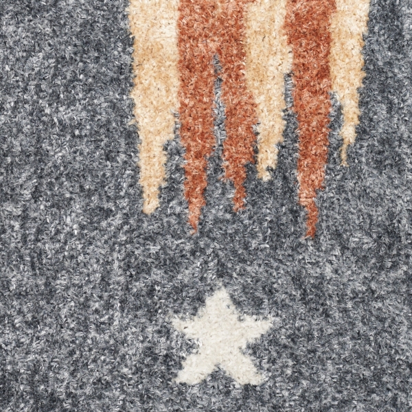 Gray Rocketship Kids Round Washable Area Rug, 4x4