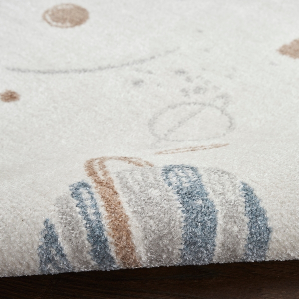 Ivory Rocketship Kids Washable Area Rug, 5x7
