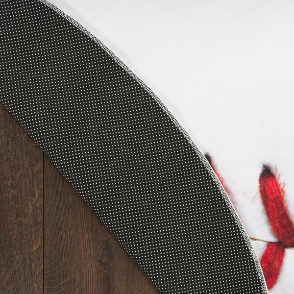 Round Baseball Kids Washable Area Rug