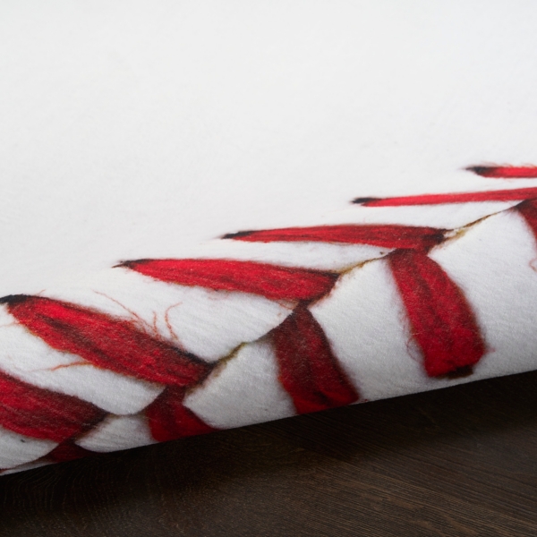 Round Baseball Kids Washable Area Rug