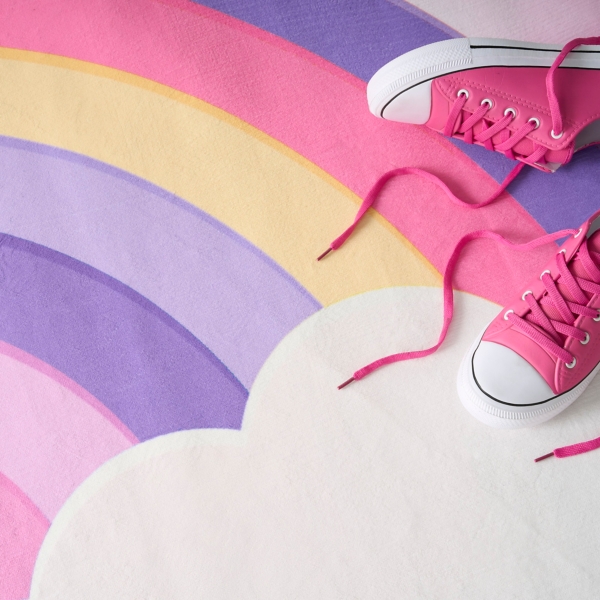 Imagination Rainbow Cloud Washable Area Rug