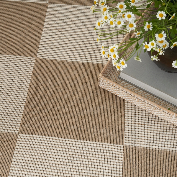 Jute Square Pattern Washable Area Rug