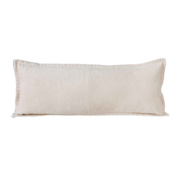 Beige Embroidered Edge Lumbar Pillow | Kirklands Home
