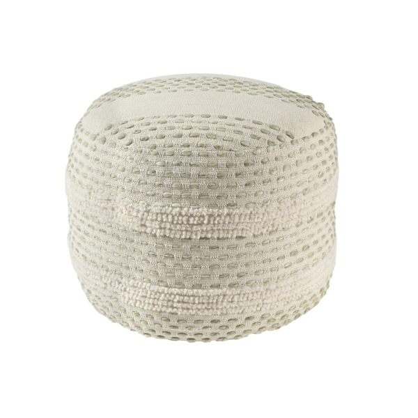 White and Sage Dash Pouf