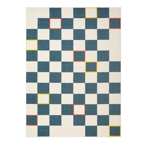 Navy and White Checkered Indoor/Outdoor Rug, 2x3 | Kirklands Home