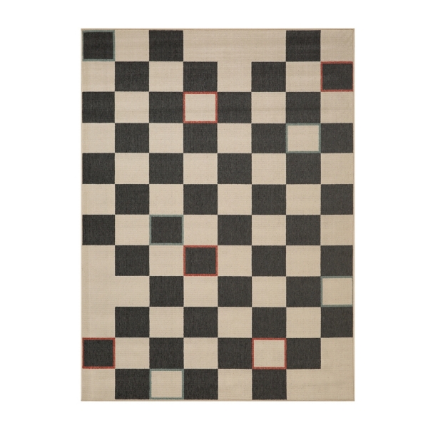 Black and Ivory Checkered Indoor/Outdoor Rug, 2x3 | Kirklands Home