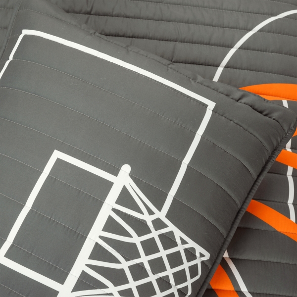 Gray Basketball Kids 4-pc. Twin Quilt Set