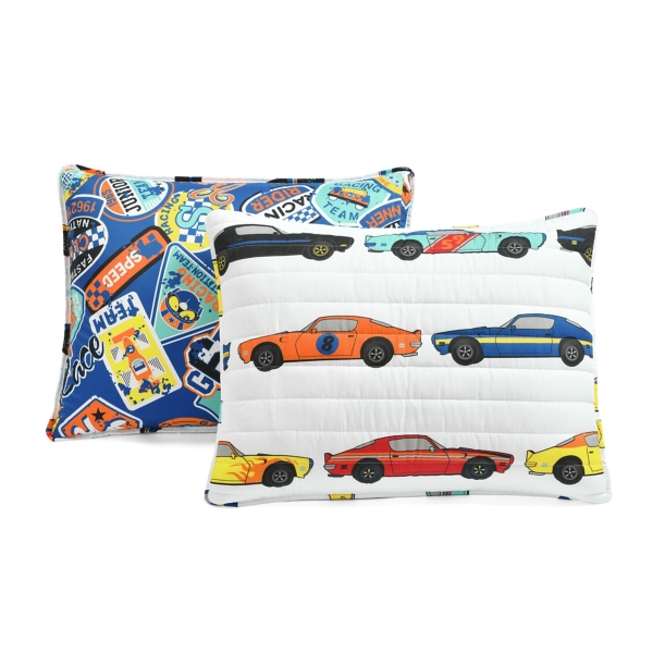 White Race Car Kids 2-pc. Twin Quilt Set